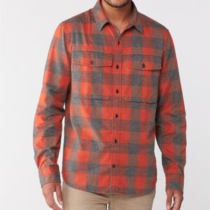 REI Co-op Orange and Gray Plaid Casual Button Down Shirt